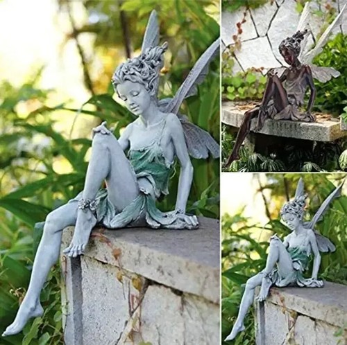 Blumenfee statue harzskulptur - blumenfee,