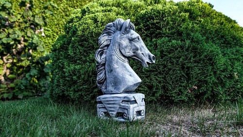 Steinfigur büste pferde - steinfigur,